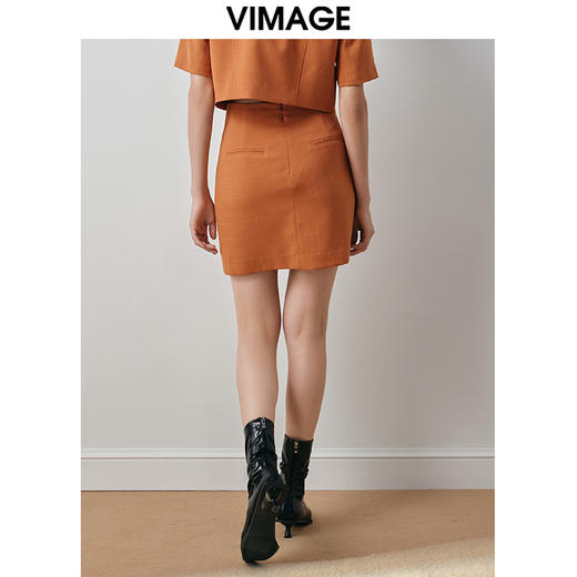 VIMAGE纬漫纪秋款时尚气质个性显瘦百搭包臀半身裙短裙女V2006606 商品图4