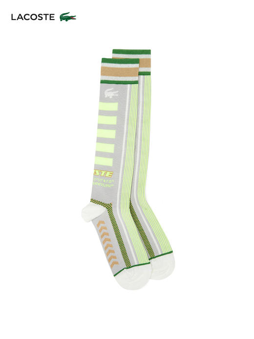 【海南专供价】Lacoste法国鳄鱼男女同款拼色印花中筒袜RA9422-10 商品图1