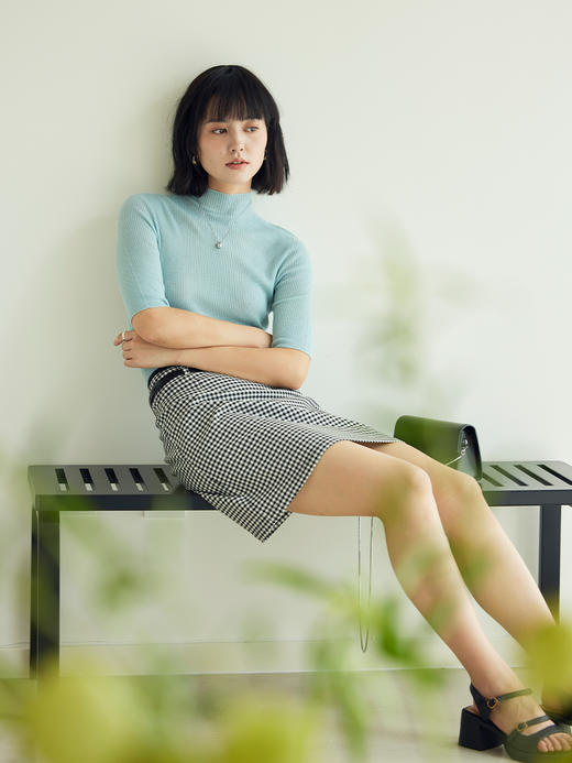 HeyDress法式黑白格纹半身裙女夏季高腰复古半裙优雅气质裙子 商品图2