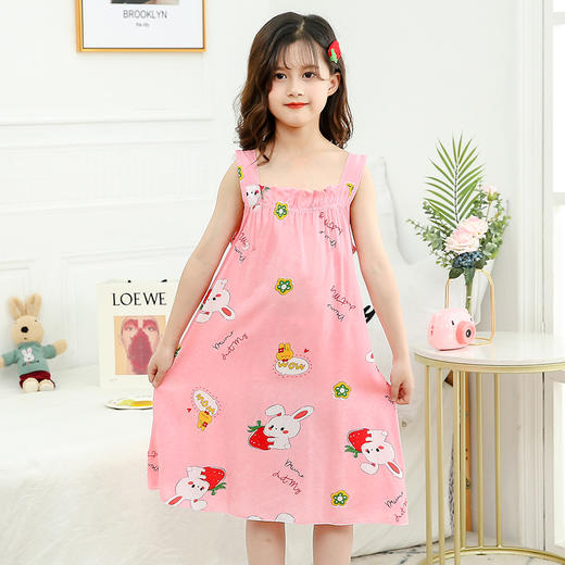 【49.9/2件女童睡裙棉绸夏季儿童薄款公主家居服】睡衣空调服女孩大童吊带睡裙，梦境之中，清风拂面。柔美的棉绸，轻盈自如。午后时光，静静流淌。童心未泯，静享盈裙。sh 商品图5