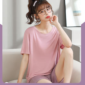 情侣莫代尔睡衣两件套2023夏季女士宽松家居服套装可外穿薄款