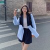 设计感拼接轻薄天丝长袖防晒小西装短裤两件套夏季新款时尚套装女 商品缩略图1