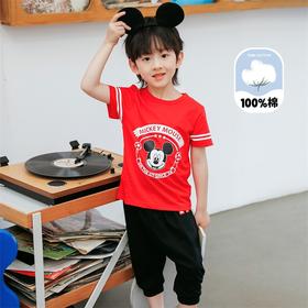 迪士尼男童夏季套洋气短袖短裤两件套套装