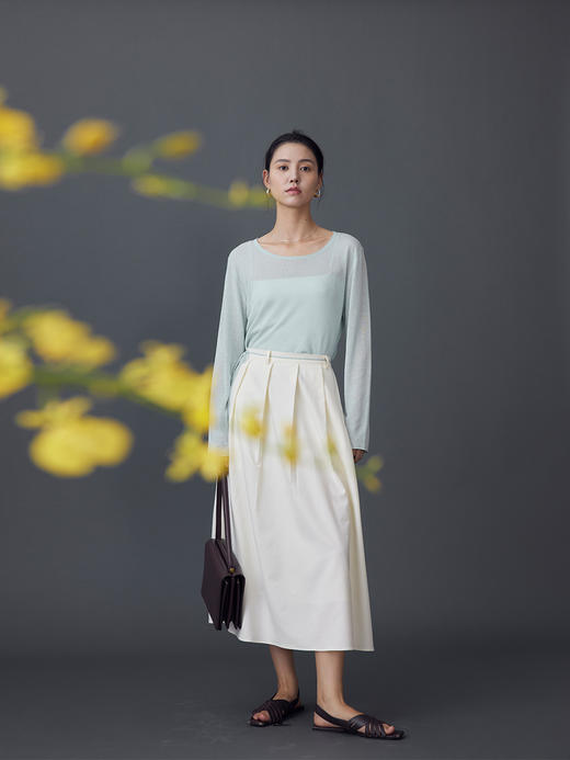 HeyDress法式缎面半身裙女夏季高腰伞摆设计感半裙气质垂感裙子 商品图3