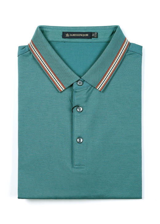 【1件/119 2件119】占姆士男士翻领含桑蚕丝纯色短袖POLO衫   一款三色  黑白绿 商品图0