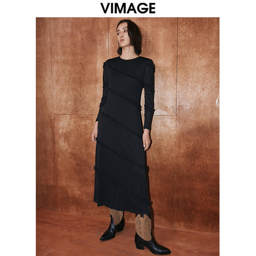 VIMAGE纬漫纪秋季新款时尚气质修身连衣裙V2077604 商品图1