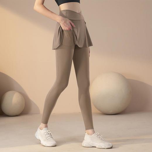 秋冬新款健身服假两件紧身健身裤高腰提臀设计休闲运动瑜伽长裤女 商品图0