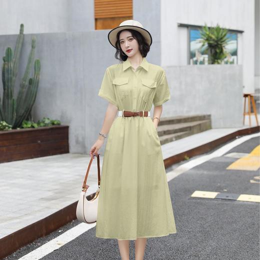 法式白色连衣裙夏季女2023女装新款短袖垂感显瘦衬衫裙子一件代发 商品图3