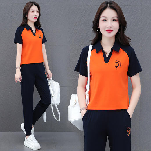 时尚洋气，短袖长裤运动裤休闲装女夏季薄款两件套TR-MLM2585 商品图0