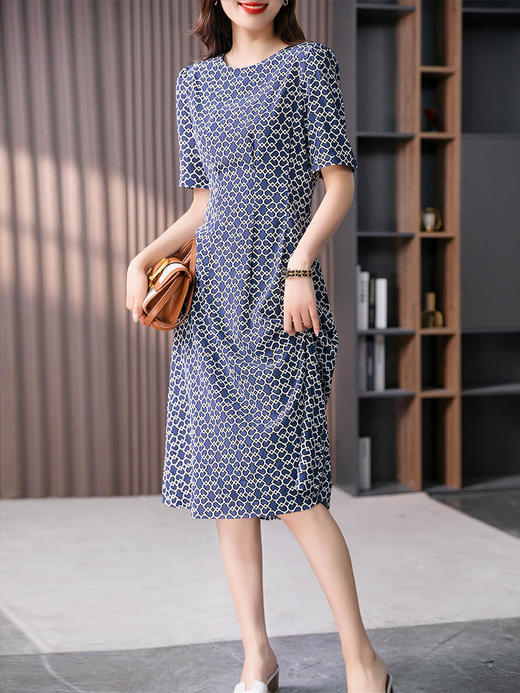 89028原形优雅气质真丝连衣裙女长款2024春夏季新款韩版印花桑蚕丝裙子 商品图0