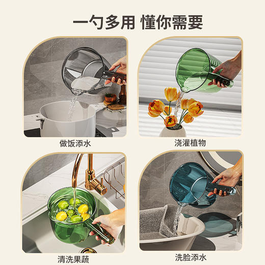 「颜值派！大小两号」透明水瓢长柄加厚大号水勺 居家日用漂流可悬挂浴室洗头水舀儿童洗澡瓢 商品图3