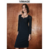 VIMAGE纬漫纪秋季新款纯色气质连衣裙V2007608 商品缩略图0