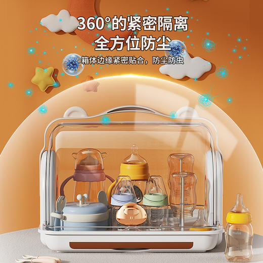「三款配色！大容量」婴儿奶瓶收纳箱 带盖防尘水杯沥水置物架宝宝碗筷储存盒塑料收纳盒寝具用品 商品图2