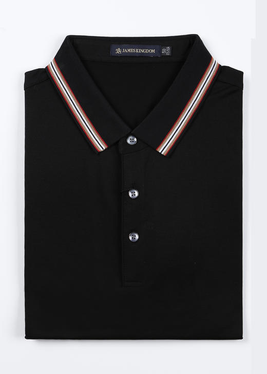 【1件/119 2件119】占姆士男士翻领含桑蚕丝纯色短袖POLO衫   一款三色  黑白绿 商品图2