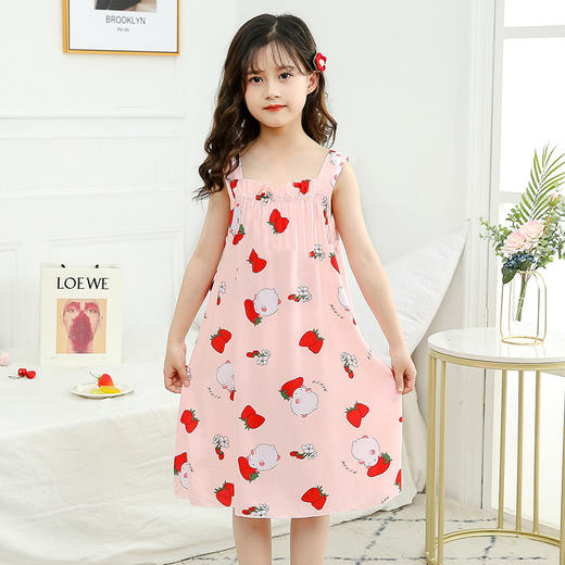 【49.9/2件女童睡裙棉绸夏季儿童薄款公主家居服】睡衣空调服女孩大童吊带睡裙，梦境之中，清风拂面。柔美的棉绸，轻盈自如。午后时光，静静流淌。童心未泯，静享盈裙。sh 商品图7