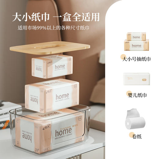 「两款可选！颜值派」透明纸巾盒客厅茶几抽纸盒木盖纸抽盒简约洗脸巾餐巾纸居家日用收纳整理盒 商品图2