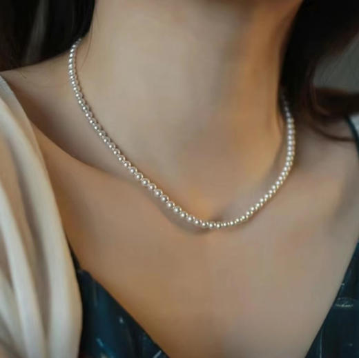 甄珠贝 精品小珍珠4-5mm可调节项链 18K金尾链 客人定制叠戴风锁骨项链 商品图11