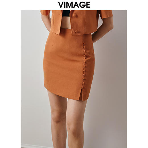 VIMAGE纬漫纪秋款时尚气质个性显瘦百搭包臀半身裙短裙女V2006606 商品图3