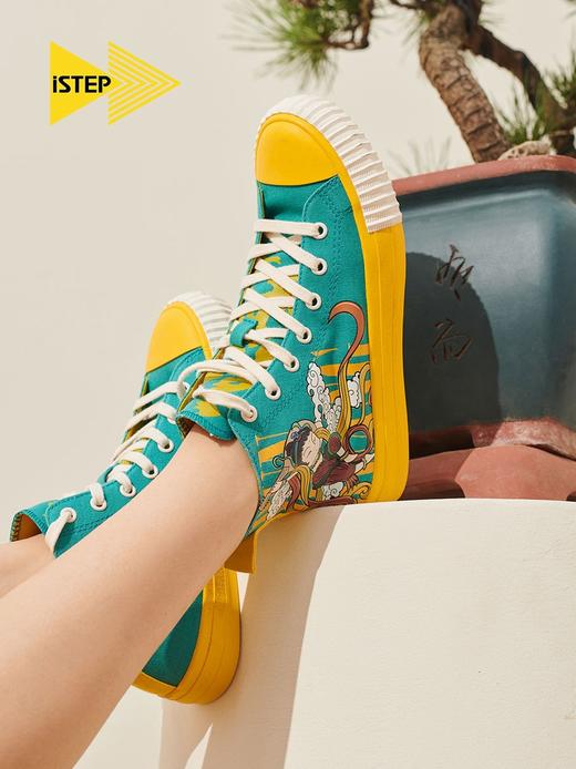 iSTEP国潮高帮帆布鞋敦煌飞天彩绘设计舒适透气女鞋 商品图3