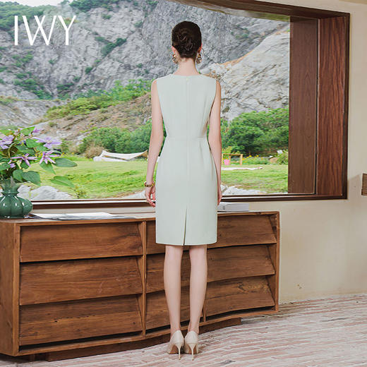 IWY/绿色无袖职业连衣裙女高端职业装气质西装内搭包臀裙可单穿Q983 商品图3