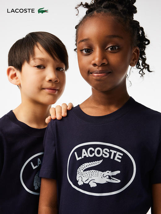 【海南专供价】Lacoste法国鳄鱼童装新款logo印花圆领短袖T恤TJ9732-10 商品图0