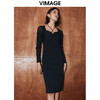 VIMAGE纬漫纪秋季新款纯色气质连衣裙V2007608 商品缩略图2