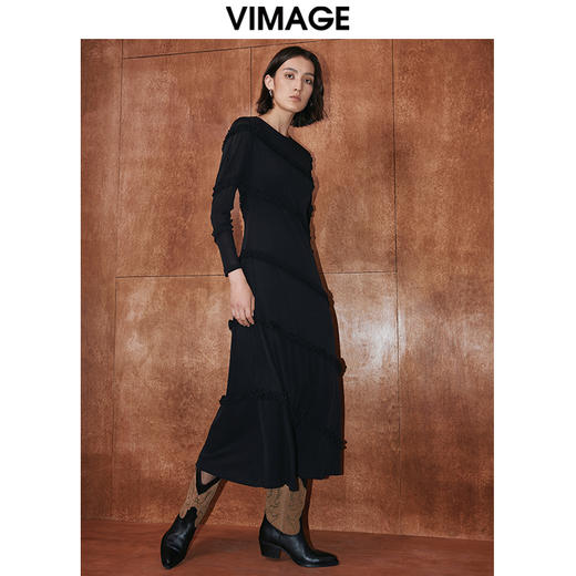 VIMAGE纬漫纪秋季新款时尚气质修身连衣裙V2077604 商品图2