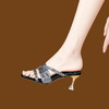 夏季新款，真皮银色枪色外穿简约细跟高跟凉拖鞋PLGZ-D109-6 商品缩略图3