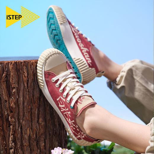 iSTEP夏季情侣款白花蛇草水联名低帮帆布鞋撞色运动休闲女鞋 商品图0