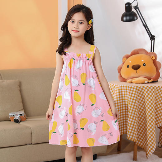 【49.9/2件女童睡裙棉绸夏季儿童薄款公主家居服】睡衣空调服女孩大童吊带睡裙，梦境之中，清风拂面。柔美的棉绸，轻盈自如。午后时光，静静流淌。童心未泯，静享盈裙。sh 商品图1