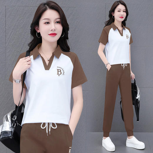 时尚洋气，短袖长裤运动裤休闲装女夏季薄款两件套TR-MLM2585 商品图2