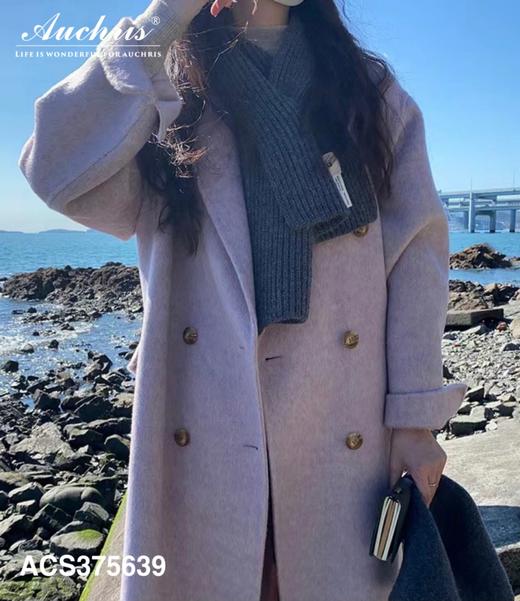 韩版廓形经典排扣双面羊绒大衣（不包含腰带） 商品图3