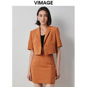 纬漫纪VIMAGE秋季新款时尚西装翻领显瘦短外套女V2003603