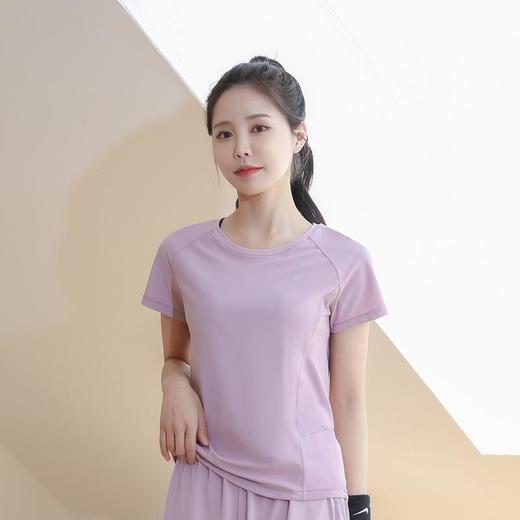 2023新款瑜伽T恤女健身运动跑步跳操吸汗圆领休闲短袖透气拼接T恤 商品图1