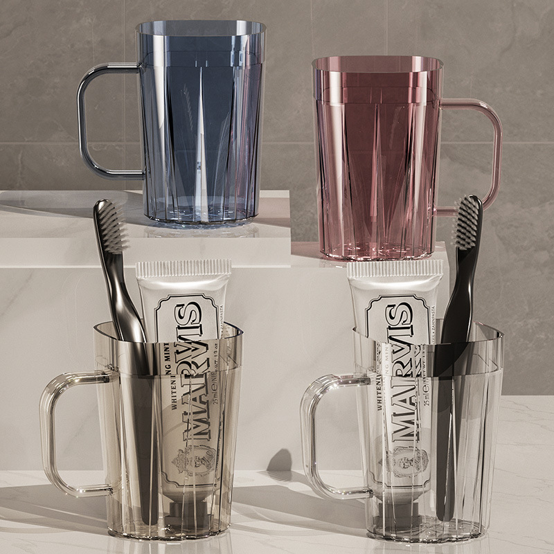 「拍1发2！两支装」透明漱口杯家用情侣刷牙杯套装方形洗漱杯居家日用儿童学生牙刷杯牙缸