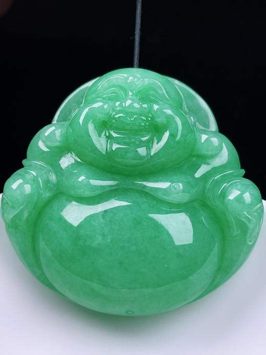 497118 翡翠满绿大坐佛吊坠  宽容大度，笑口常开，简约大方 尺寸44.5/46.9/12.8mm 超值价💰13480 商品图1
