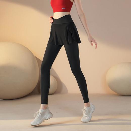 秋冬新款健身服假两件紧身健身裤高腰提臀设计休闲运动瑜伽长裤女 商品图4