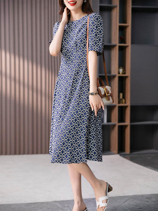 89028原形优雅气质真丝连衣裙女长款2024春夏季新款韩版印花桑蚕丝裙子 商品图2