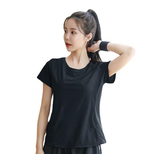 2023新款瑜伽T恤女健身运动跑步跳操吸汗圆领休闲短袖透气拼接T恤 商品图4