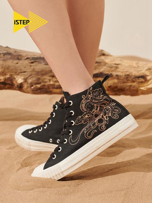 iSTEP国潮高帮帆布鞋敦煌飞天彩绘设计舒适透气女鞋 商品图1