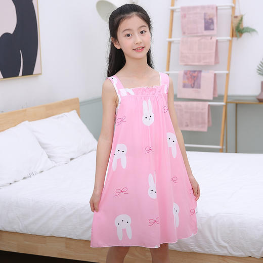 【49.9/2件女童睡裙棉绸夏季儿童薄款公主家居服】睡衣空调服女孩大童吊带睡裙，梦境之中，清风拂面。柔美的棉绸，轻盈自如。午后时光，静静流淌。童心未泯，静享盈裙。sh 商品图12