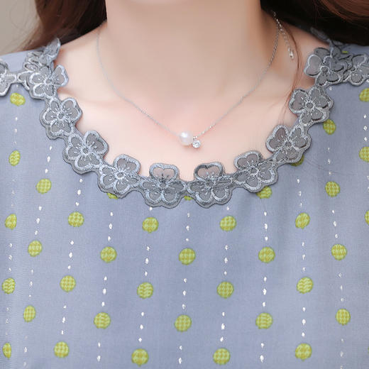 修身时尚，简约中长款雪纺裙夏款圆领短袖气质妈妈装连衣裙QYM-XQD-58B8982-2-L 商品图3