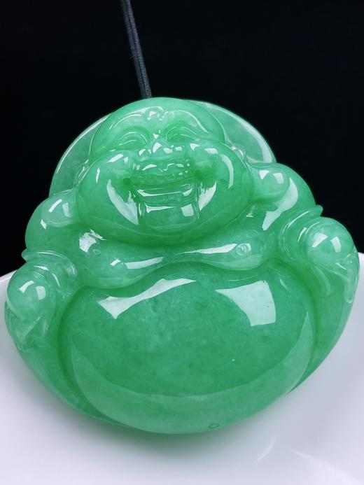497118 翡翠满绿大坐佛吊坠  宽容大度，笑口常开，简约大方 尺寸44.5/46.9/12.8mm 超值价💰13480 商品图3