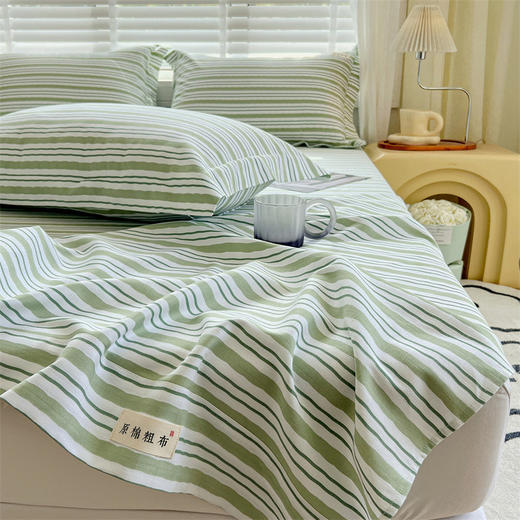 全棉缎纹原棉老粗布床单三件套纯棉细纱田园风单件棉麻被单批发_HLY 商品图1
