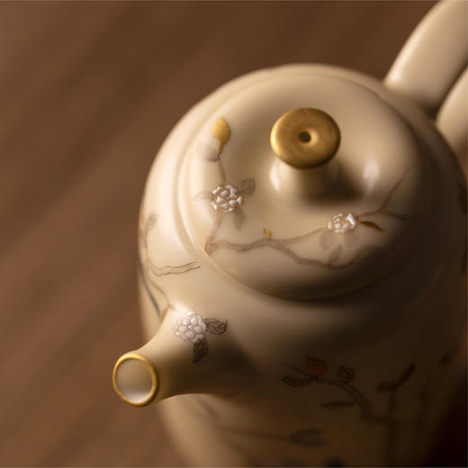 「萱草莺飞」全手工制手绘茶具 雕刻花口 手绘花鸟 商品图7