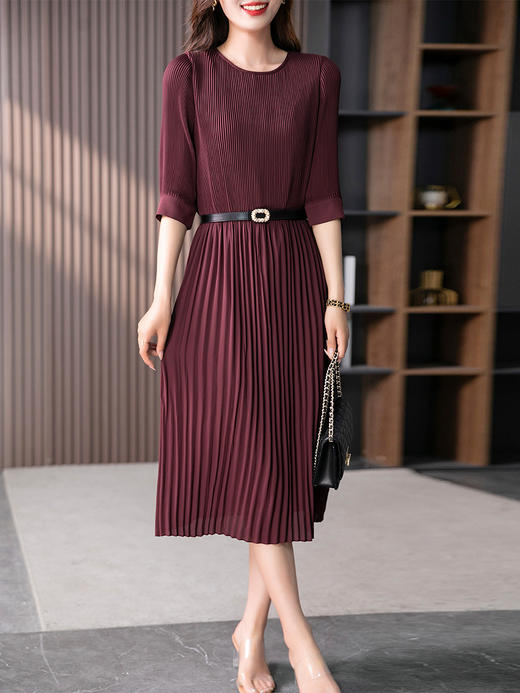 YX【定制17天】FSW优雅气质连衣裙女百褶裙夏2024新款韩版高级感别致显瘦长裙子 商品图2