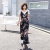 两件套背带阔腿裤欧洲站女装2023夏季T恤碎花连体裤连身裤套装女 商品缩略图3
