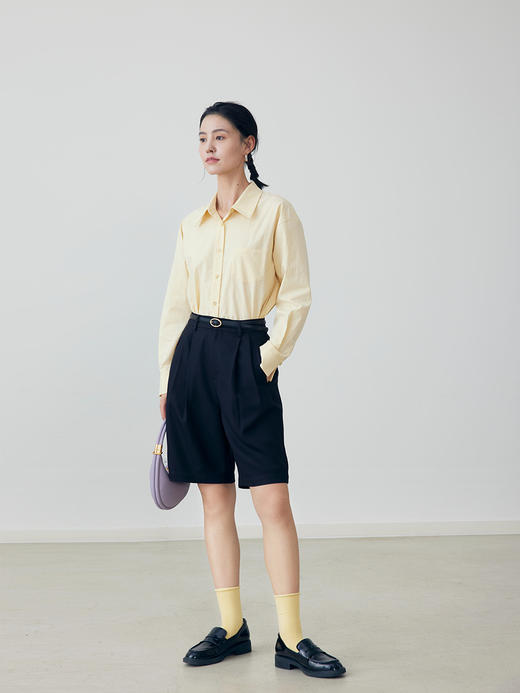 HeyDress休闲短裤女夏季法式高腰宽松五分裤梨形身材显瘦垂感中裤 商品图0