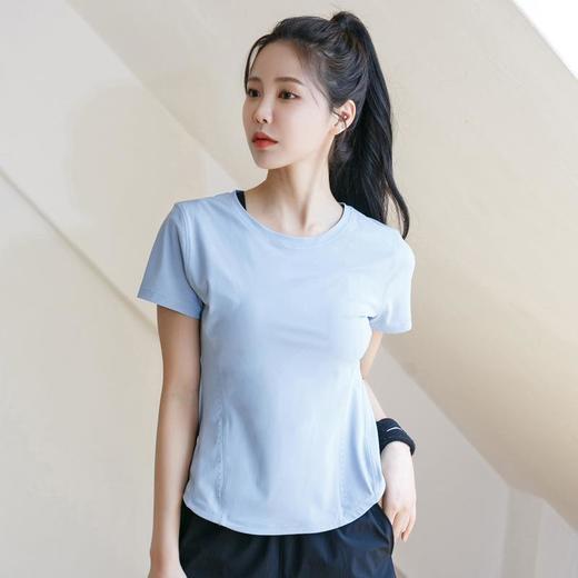 VFU新款韩版健身短袖女瑜伽跑步运动显瘦线条透气纯色运动T恤女 商品图3