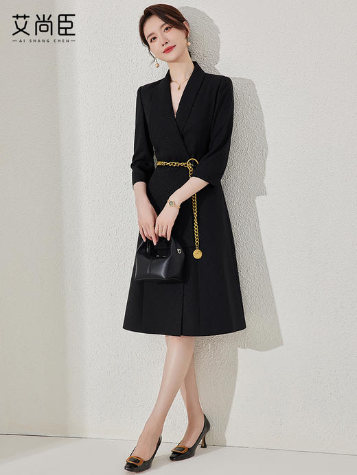 黑色长袖连衣裙女秋季2023新款高级感气质职业前台工作服工装裙子 商品图2